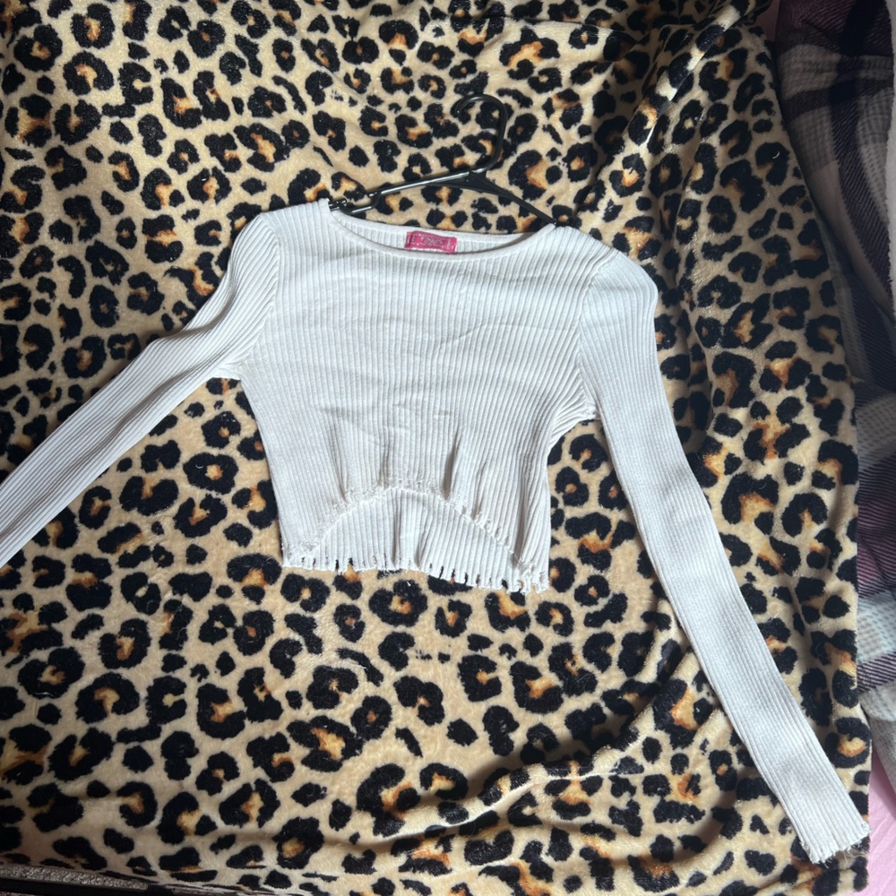 White distressed crop top